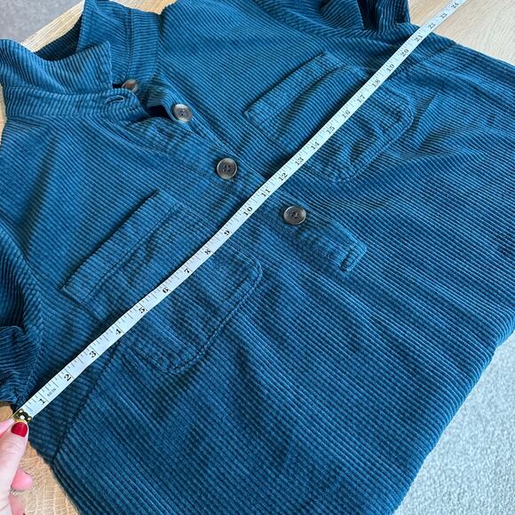 J. Jill Corduroy Shirt Dress 3/4 Sleeve Peacock Green M - Picture 10 of 11